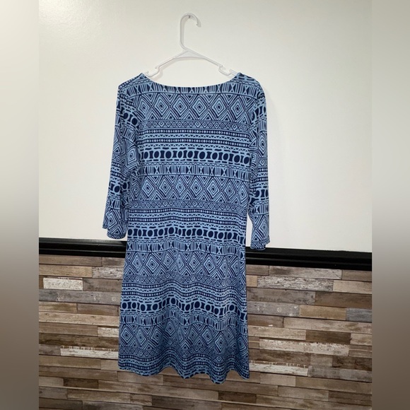 Blue Geometric Pattern Dress - Picture 3 of 5